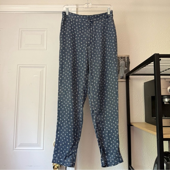 GORMAN organic denim blue white star print tencel tapered slim cropped pants - Picture 1 of 7